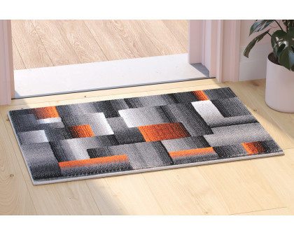 BLNK Elio Collection Olefin Color Blocked Area Rug with Jute Backing - Orange, 2'W x 3'L