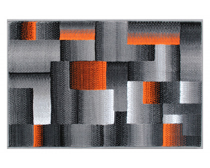 BLNK Elio Collection Olefin Color Blocked Area Rug with Jute Backing - Orange, 2'W x 3'L