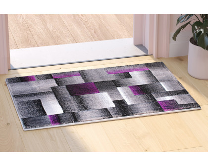 BLNK Elio Collection Olefin Color Blocked Area Rug with Jute Backing