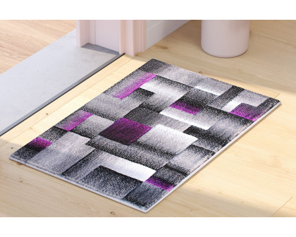 BLNK Elio Collection Olefin Color Blocked Area Rug with Jute Backing - Purple, 2'W x 3'L