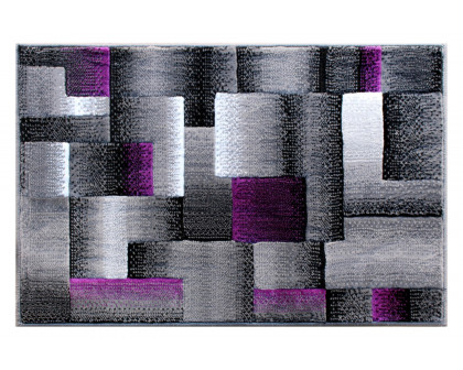 BLNK Elio Collection Olefin Color Blocked Area Rug with Jute Backing - Purple, 2'W x 3'L