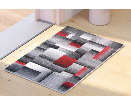 BLNK Elio Collection Olefin Color Blocked Area Rug with Jute Backing