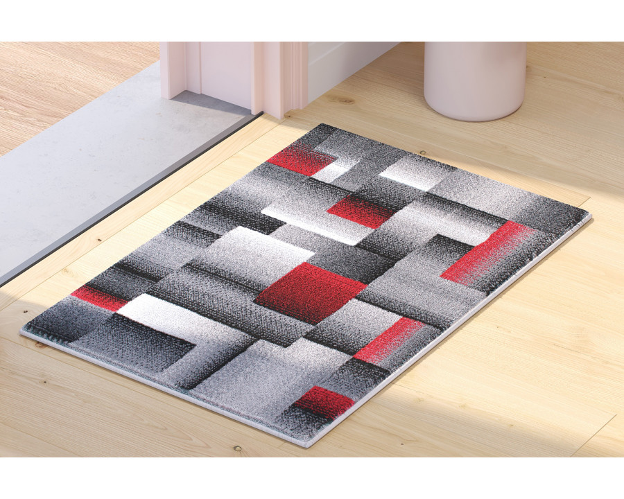 BLNK Elio Collection Olefin Color Blocked Area Rug with Jute Backing - Red, 2'W x 3'L