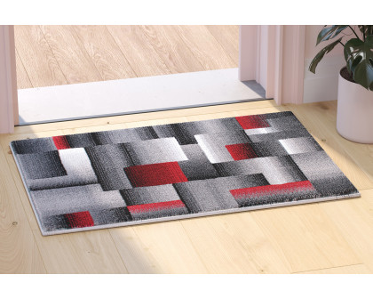 BLNK Elio Collection Olefin Color Blocked Area Rug with Jute Backing - Red, 2'W x 3'L