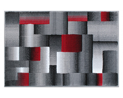 BLNK Elio Collection Olefin Color Blocked Area Rug with Jute Backing - Red, 2'W x 3'L