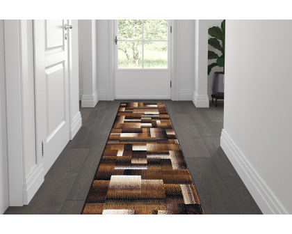 BLNK Elio Collection Olefin Color Blocked Area Rug with Jute Backing