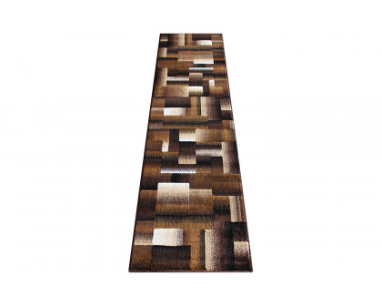 BLNK Elio Collection Olefin Color Blocked Area Rug with Jute Backing - Chocolate, 2'W x 7'L