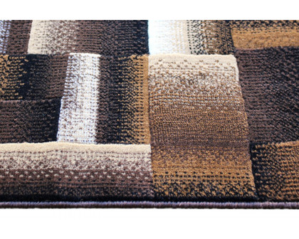 BLNK Elio Collection Olefin Color Blocked Area Rug with Jute Backing - Chocolate, 2'W x 7'L