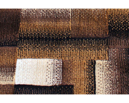 BLNK Elio Collection Olefin Color Blocked Area Rug with Jute Backing - Chocolate, 2'W x 7'L