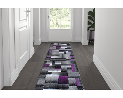 BLNK Elio Collection Olefin Color Blocked Area Rug with Jute Backing