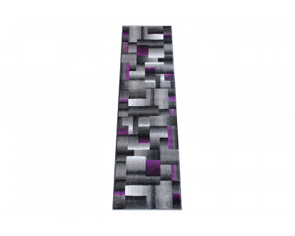 BLNK Elio Collection Olefin Color Blocked Area Rug with Jute Backing - Purple, 2'W x 7'L