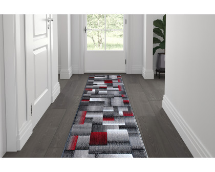 BLNK Elio Collection Olefin Color Blocked Area Rug with Jute Backing