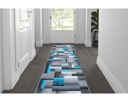 BLNK Elio Collection Olefin Color Blocked Area Rug with Jute Backing