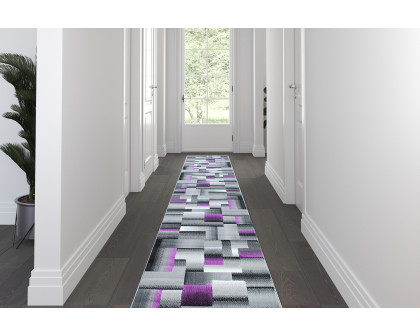 BLNK Elio Collection Olefin Color Blocked Area Rug with Jute Backing