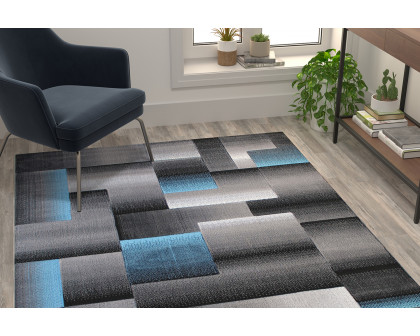 BLNK Elio Collection Olefin Color Blocked Area Rug with Jute Backing