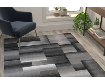 BLNK Elio Collection Olefin Color Blocked Area Rug with Jute Backing