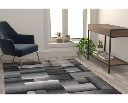 BLNK Elio Collection Olefin Color Blocked Area Rug with Jute Backing - Gray, 5'W x 7'L