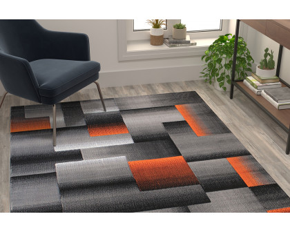 BLNK Elio Collection Olefin Color Blocked Area Rug with Jute Backing