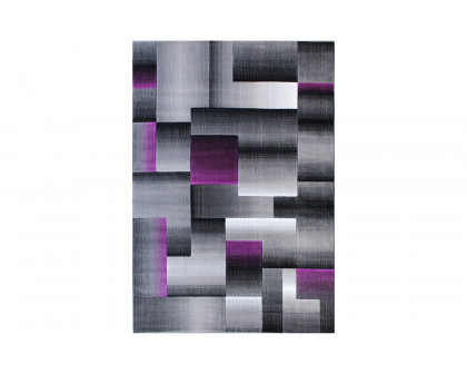 BLNK Elio Collection Olefin Color Blocked Area Rug with Jute Backing - Purple, 5'W x 7'L