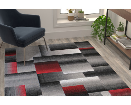 BLNK Elio Collection Olefin Color Blocked Area Rug with Jute Backing