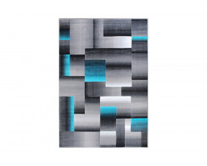 BLNK Elio Collection Olefin Color Blocked Area Rug with Jute Backing - Turquoise, 5'W x 7'L