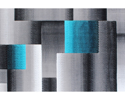 BLNK Elio Collection Olefin Color Blocked Area Rug with Jute Backing - Turquoise, 5'W x 7'L