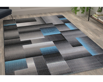 BLNK Elio Collection Olefin Color Blocked Area Rug with Jute Backing