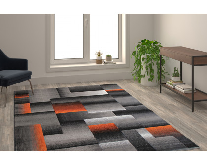 BLNK Elio Collection Olefin Color Blocked Area Rug with Jute Backing