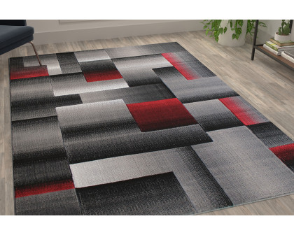 BLNK Elio Collection Olefin Color Blocked Area Rug with Jute Backing