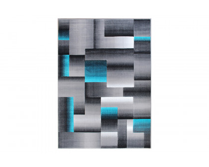 BLNK Elio Collection Olefin Color Blocked Area Rug with Jute Backing - Turquoise, 6'W x 9'L