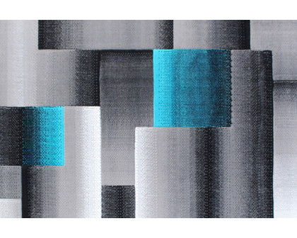 BLNK Elio Collection Olefin Color Blocked Area Rug with Jute Backing - Turquoise, 6'W x 9'L