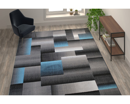 BLNK Elio Collection Olefin Color Blocked Area Rug with Jute Backing