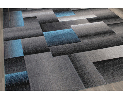 BLNK Elio Collection Olefin Color Blocked Area Rug with Jute Backing - Blue, 8'W x 10'L