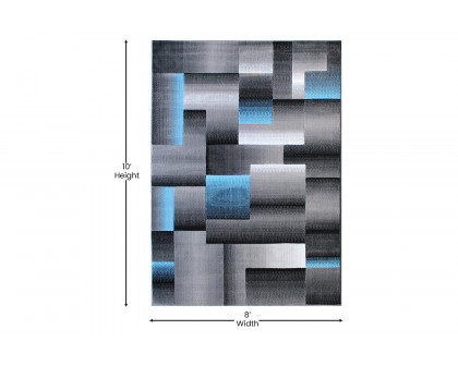 BLNK Elio Collection Olefin Color Blocked Area Rug with Jute Backing - Blue, 8'W x 10'L