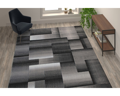 BLNK Elio Collection Olefin Color Blocked Area Rug with Jute Backing