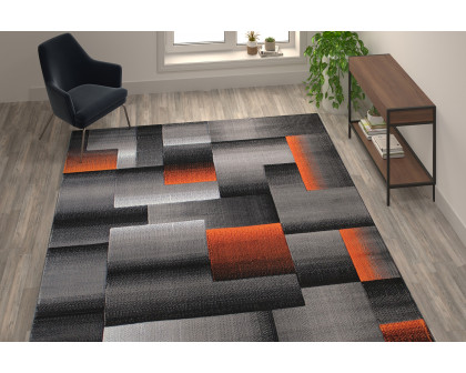 BLNK Elio Collection Olefin Color Blocked Area Rug with Jute Backing