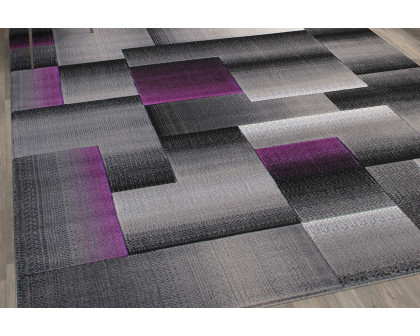 BLNK Elio Collection Olefin Color Blocked Area Rug with Jute Backing - Purple, 8'W x 10'L