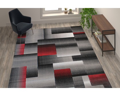 BLNK Elio Collection Olefin Color Blocked Area Rug with Jute Backing