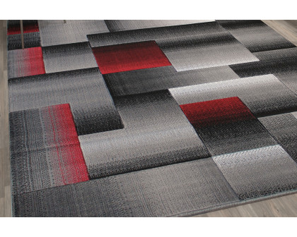 BLNK Elio Collection Olefin Color Blocked Area Rug with Jute Backing - Red, 8'W x 10'L