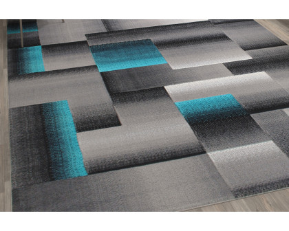 BLNK Elio Collection Olefin Color Blocked Area Rug with Jute Backing - Turquoise, 8'W x 10'L