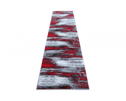 BLNK Rylan Collection Abstract Olefin Area Rug with Jute Backing - Red, 2'W x 10'L