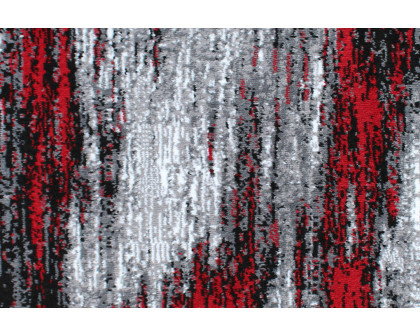 BLNK Rylan Collection Abstract Olefin Area Rug with Jute Backing - Red, 2'W x 10'L