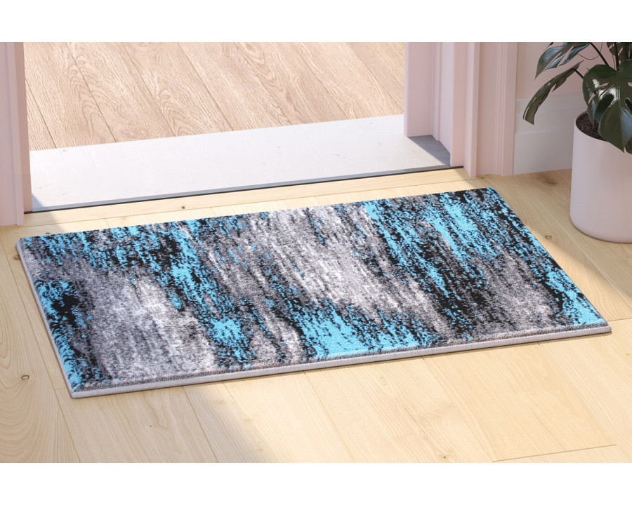 BLNK - Rylan Collection Abstract Olefin Scraped Area Rug with Jute Backing