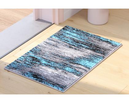 BLNK Rylan Collection Abstract Olefin Scraped Area Rug with Jute Backing