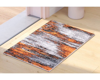 BLNK Rylan Collection Abstract Olefin Scraped Area Rug with Jute Backing - Orange, 2'W x 3'L