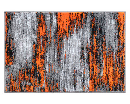 BLNK Rylan Collection Abstract Olefin Scraped Area Rug with Jute Backing - Orange, 2'W x 3'L