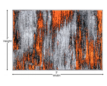 BLNK Rylan Collection Abstract Olefin Scraped Area Rug with Jute Backing - Orange, 2'W x 3'L