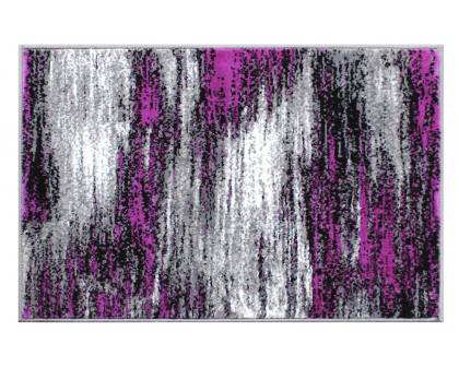 BLNK Rylan Collection Abstract Olefin Scraped Area Rug with Jute Backing - Purple, 2'W x 3'L