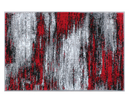 BLNK Rylan Collection Abstract Olefin Scraped Area Rug with Jute Backing - Red, 2'W x 3'L