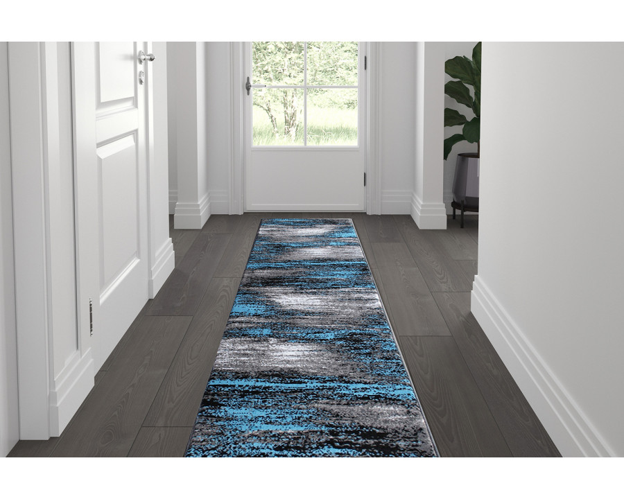 BLNK - Rylan Collection Abstract Olefin Area Rug with Jute Backing